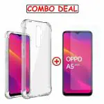 Kite Digital Oppo A5 (2020) Transparent Bumper Shock Proof Corner Soft TPU Silicone Flexible Back Case Cover and Premium Tempered Glass Screen Protector