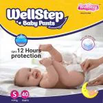 Wellstep SoftTouch Diapers: Hug-Like Comfort, All Day Long Small 40 Pants Pack Of 4