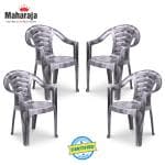 MAHARAJA Sunrise for Home,Office | Comfortable | ArmRest | Bearing Capacity upto 200Kg Plastic Outdoor Chair  (Silver, Set of 4, Pre-assembled)