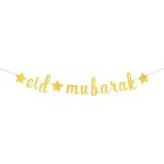 Festiko Gold Eid Mubarak Banner, Ramadan Mubarak Decorations, Ramadan Party Supplies, Muslim Islam Hajj Party Decoration