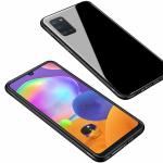 TRIFTY Samsung Galaxy A31 Black Luxurious Toughened Glass Back with Shockproof TPU Bumper Back Case Cover