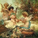 Elegance Museum Outlet Beautiful Angels Figurative Canvas Painting For Home Decoration - 28 X 28 Inch