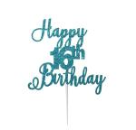 Festiko Glitter Light Blue Happy 16th Birthday Scriptted Letter Cake Topper For Birthday, Anniversary