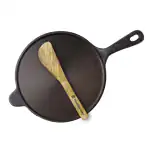 The Indus Valley Super Smooth Cast Iron Tawa for Dosa/Chapathi with Free Wooden Flip | 25.4cm/10 inch, 1.8kg | Induction friendly | Naturally Nonstick, 100% Pure & Toxin-free, No Chemical Coating