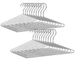 ROCKFIELD Solid Heavy Duty Metal Shirt Coat Hangers, Stainless Steel Clothes Hanger with Polished Chrome, Space Saving Clothing Hanger 17 Inch Silver Metal Wire Hanger 20 Pack HL06C
