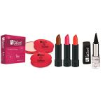 FS ForSure Xclusive 12 Hour Stay Compact Powder, Kajal & Forfor Matte Lipstick(Pack of 5) Multicolor