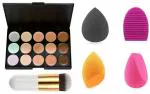 Lenon Beauty 15 Colors Contour Concealer Palette With 3 Shape Makeup Blender Sponges With Foundation Brush And Brush Cleaner (6 Items in the set)