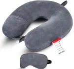 Zexsazone U-Shape Traveling Neck Pillow Multipurpose headrest Rest with Eye mask Grey|NECK REST|NECK PILLOW|TRAVEL PILLOW|HEAD REST|EYE MASK|U-SHAPE PILLOW|SOFT-FABRIC PILLOW