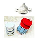 First Front Aluminium Modak Mould with 4 Pcs Round Lunch Box and (Multicolour, Pack of 2)