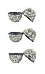 Caffeine Black Ceramic Dessert Bowl (Set Of 6)