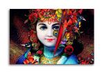Tamatina Multicolor Modern Art Jai Shree Krishna Abstract Unframed Art Canvas Painting - 24X16 Inch