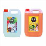 MIZZIWASH Washing machine liquid transparent + Dish Cleaning Gel orange (5+5 ltr) Multi-Fragrance Liquid Detergent ()