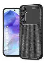 Golden Sand for Samsung Galaxy A55 5G Cover Drop Tested Shock Proof Slim Armor Aramid Carbon Fibre Rugged TPU Case for Samsung Galaxy A55 5G, Black