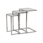 AVA DESIGNZ Nesting Table Glass Top & Chrome Frame Side Table (45.7 x 30.5 CM) (Pack Of 3)