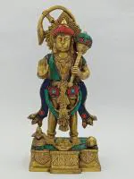 Arihant Craft Hindu God Hanuman Idol Stone Hand Work Showpiece - 29 cm (Brass, Multicolour)