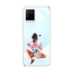 Emble Designer Clear Tranperant Silicone Case For Vivo Y21 -Design A7 ( TPU | Soft , Vivo Y21 | Multicolor )