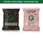 Goshudh Kala Namak 1Kg & Kali Mirch Sabut 500gm Combo Pack 1250g