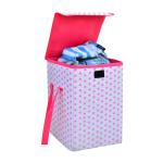 QUAIL Boxes for Organizing Tall Storage Basket | Non-Woven Laundry Baskets with Handles | Large Laundry Baskets Clothes - Pack of 1 (Pink)