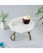 Casadecor Brown, White Marble Galaxy Chocolate Decorating Pizza Cake Stand