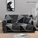 PENTHOOM Elastic Sofa Cover , Stretchable Sofa Cover (Grey Black Star) - Single Seater