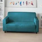 HOKIPO 200 GSM Premium Velvet Sofa Cover 2 Seater Fully Covered, Turquoise (AR-4737-TRQ)