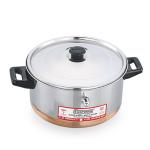 Expresso Stainless Steel Eco-Friendly Double Handle Milk Boiler Pot w/Copper Bottom, 4 Litre
