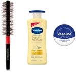 Bingeable Simple Hair Brush Intensive Care Deep Moisture Nourishing Body Lotion Vaseline Orignal Lip Balm - 400 Ml (Set Of 3)