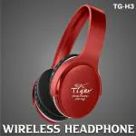 Tiger TG-H3 Extra Base Headphones, Ai Voice Interaction Built in HD Mic Bluetooth Headset (Red, On the Ear)