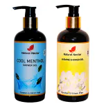 Natural Nectar Menthol+Jasmin Shower Gel with Single Pump, Essential Oils, Vitamin-c, Aloevera extract and tea - Natural Body Wash for Men and Women - Paraben, Silicon Free - Pack of 2