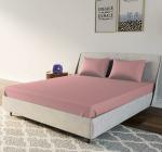 LIVING LEISURES Breathable Dark Pink Solid Cotton Bedsheet with Two Pillow Cover Set 2.24 x 2.54 m (Queen size)