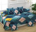 Chhilakiya Blue Checkered Cotton Diwan Set- Lxw- 88X59 Inch (Set Of 8)