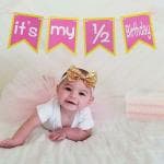 AMFIN 1/2 Birthday Its My Half Birthday Decorations Banner for Birthday 6th Month Birthday Decoration 6th Month Birthday Decoration for Baby Boy & Girl - Pink
