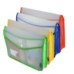 Shuban 4 Pcs Assorted Color A4 Plastic File Folder Horizontal Poly Envelope File Document Organizer with Snap Closure & Label Pocket Clear Colored File for Office (Size-27cm x 6cm x 37 cm)