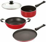 Nirlon 4 pcs of Red Non-stick Aluminium Kitchen Cookware Set