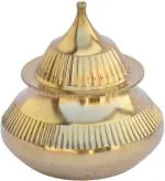 Real Craft Gold Kumkum Decorative Showpiece Brass Sindoor Box (7 cm)