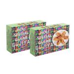 Delight Foods Holi Special Gulab/ Rose Gujiya -Holi Gift Box, Indian Sweets, Mithai, Gunjiya 400Gx2