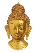 P.J. HANDICRAFTS Brass Metal Buddha Face Wall Hanging Sculpture For Home Decor, Yellow (Size- 8