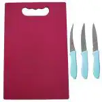 IDEAL PRIME Anti Skid BPA Free Plastic Chopping Board Knife Set 3 Pices Combo Set Durable Vegetable Cutting Board Cutting Tray Chaaku Set Kitchen Tools Pack Of 2