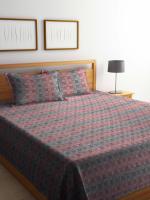 FABINALIV Multicolor Geometric 100% Cotton Handwoven King Size Double Bedcover with 2 Pillow Covers