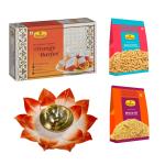 Haldiram's Nagpur Orange Burfee 500 Grams, SOYA Sticks(200 gm),Bhujia Sev(200 gm) with  Large  Diya