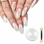 Syorica - White Pearl Chrome Nail Powder Solid Glitter Fairy Shell Nails Art Powder Holographic Ice Transparent Aurora Moonlight Manicure Pigment with Tool