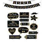 Festiko Happy Anniversary Decoration Items (13 Piece Anniversary Photo Booth Props, Happy Anniversary Photo Banner) For Anniversary Party Decoration