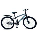 RAW BICYCLES 26T Sports Mountain Unisex Single Speed Bike Bicycle/Cycle for Men Ideal For 10+ Years 85% Assembled Tyres and Tubes with Side Stand Black & Sky Blue