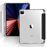 ProElite Smart Flip Case Cover for Apple iPad Air 5th/4th Gen 10.9 inch , Clear Soft Back with Pencil Holder, Black