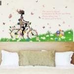 SYGA Bicycle Flower Girl and Butterfly PVC Vinyl Wall Sticker