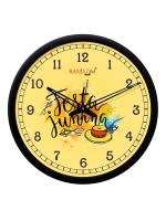 Random 12- inch Festa Jumhng Round Shaped Wall Clock With Glass (Quartz Movement, Black Frame)