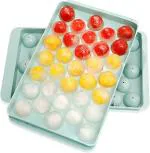 Kayru Plastic Reusable Flexible Round Ice Cube Trays, 33 Cavity Mini Round Ice Plastic Tray Molds for Whiskey & Cocktails, Keep Drinks Chilled Multicolor (Pack of 2)