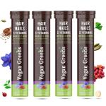Vegan Greens Hair & Nails Vitamins with DHT Blocker, Biotin, Omega 3, Zinc. 37 Key Ingredients. For Hair Growth, Hair Loss Control, Stronger Nails. For Men & Women (100 Effervescent Tablets, Orange)