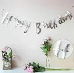 AMFIN Happy Birthday Silver Banner / Happy Birthday Decoration / Banner for Birthday / Banner for Birthday Kids / Banner for Wall Decor - Pack of 1