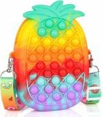 Kiditos (Pop It Bag Pineapple Shape Sling Bag for Girls) Side Bag for Kids Girls, Pop It Bag for Girls, Pop It Toy Shoulder Bag for Girls, Pop It Purse Fidget Bag for Kids Sensory Fidget Toy, Multi